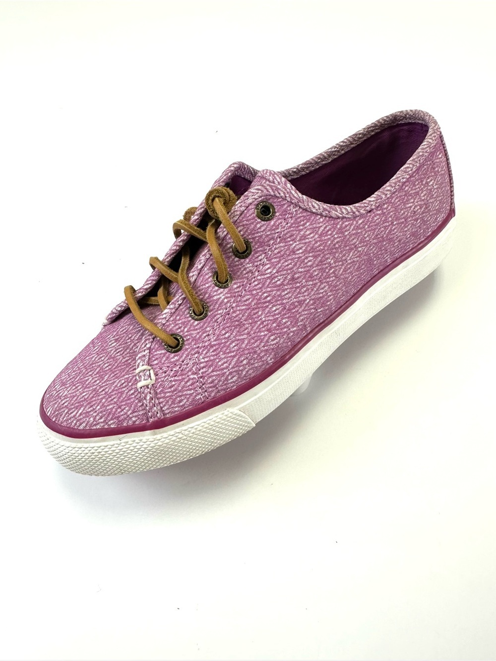 Sperry Topsider Seacoast Purple diamond print slip on womens sneakers Size 7